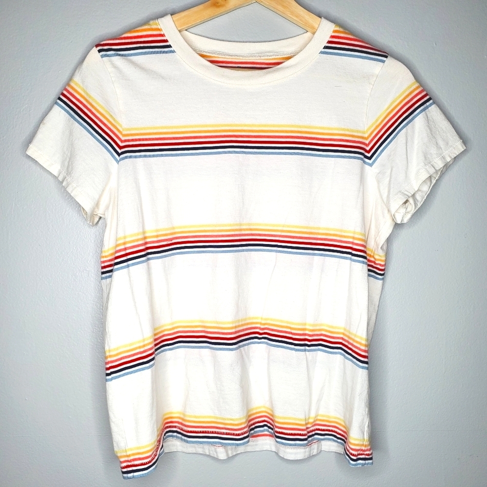 Madewell Rainbow Stripe T-Shirt Size Medium